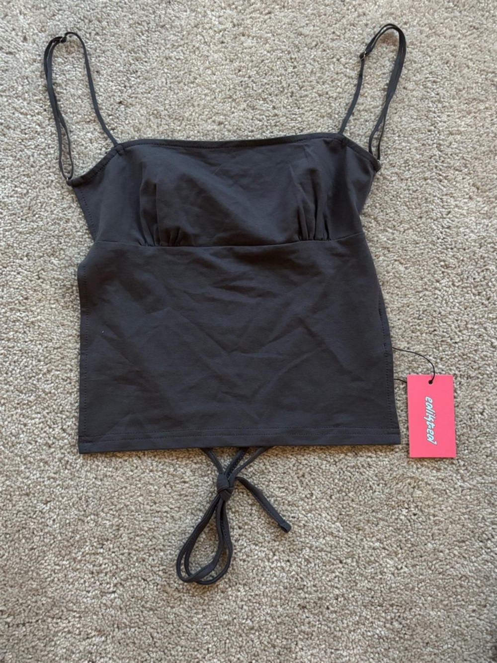 Women's Black Tied Backless Cami Tank Top